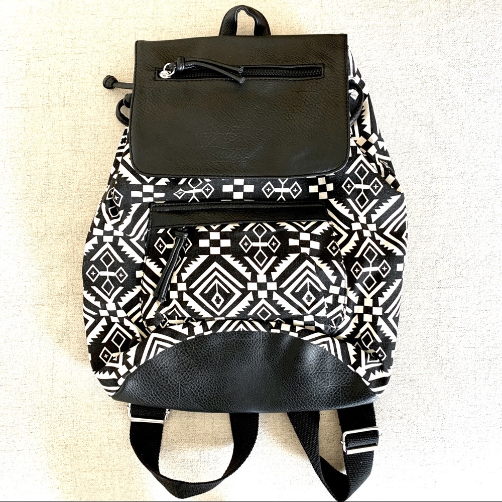 Printed Black & White Backpack Boho Style